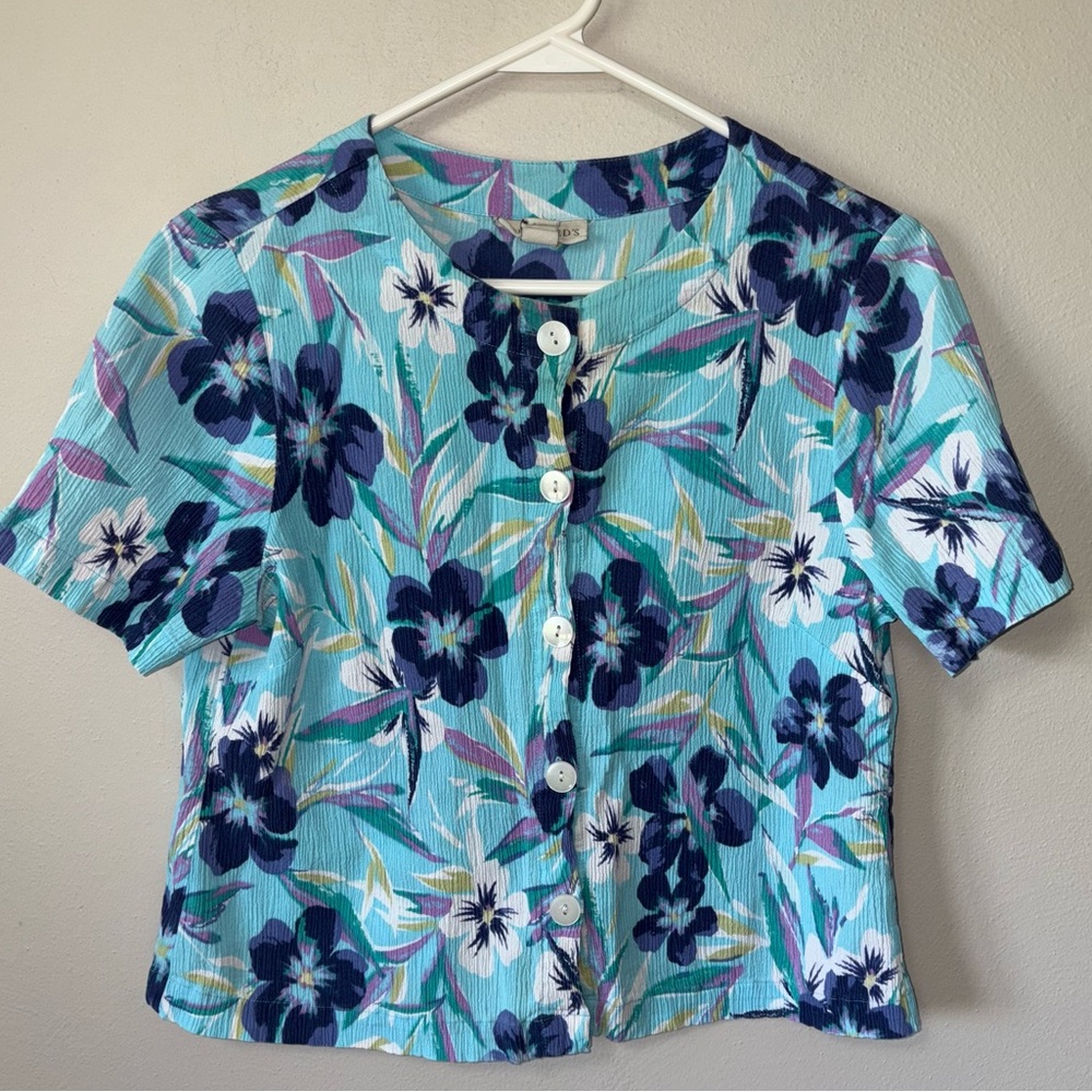 Vintage Tropical Floral Blouse